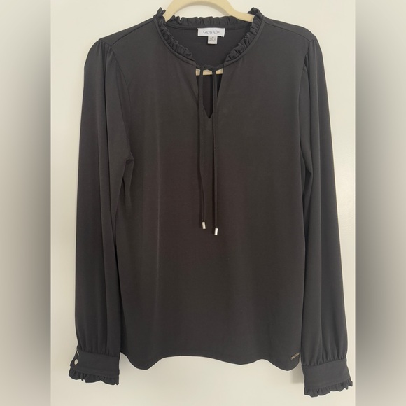 Calvin Klein Tops - Calvin Klein Black Ruffle Blouse